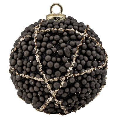 Μάυρη Πλαστική Χριστουγεννιάτικη Μπάλα 8cm (Σετ 6 τμχ)